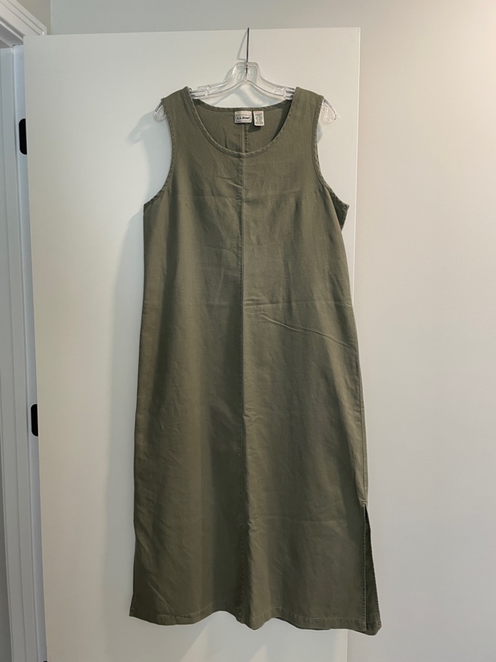 Vintage L.L. Bean Green Linen-Blend Shift Dress 90s Y2K